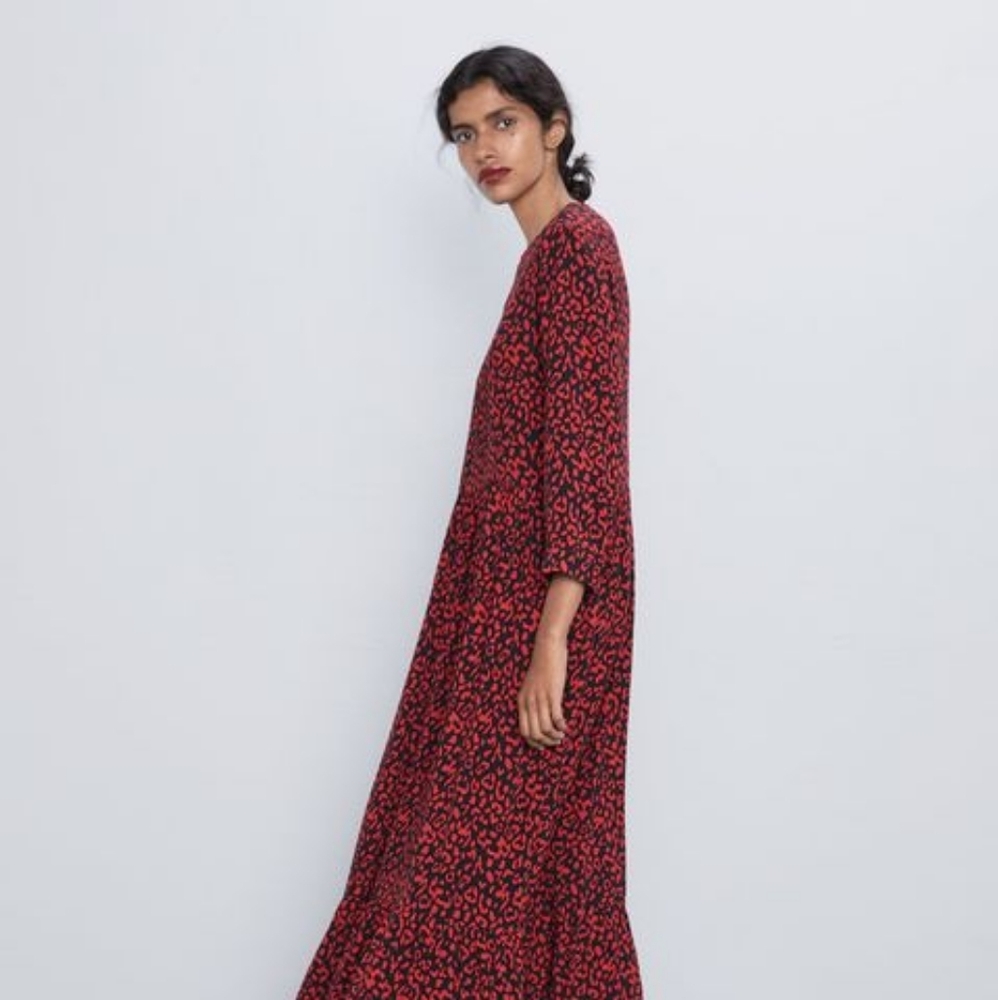 ZARA NWT Red and Black Leopard Dress
